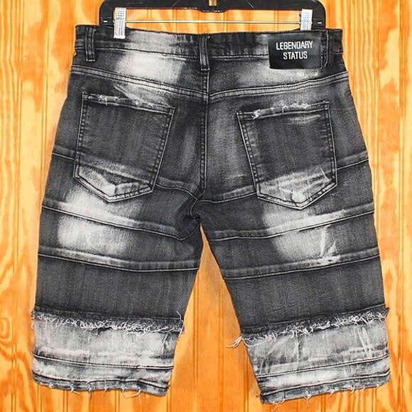 Legendary Status Distressed Black Wash Denim Shorts - Size 32 - Picture 2 of 10